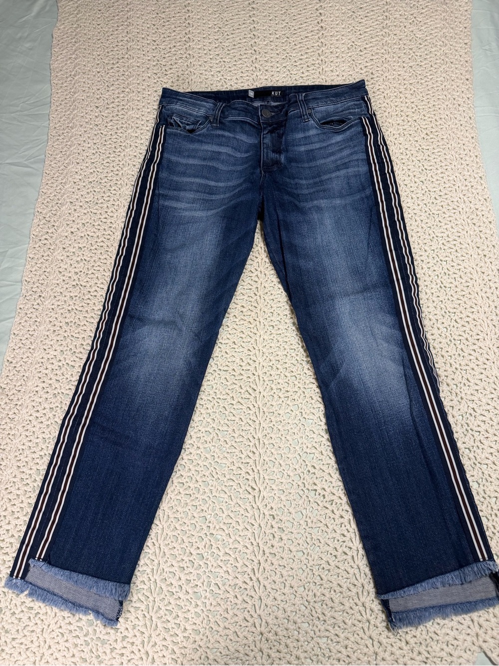 Kut from the Kloth Navy Jeans with Side Stripe Trim